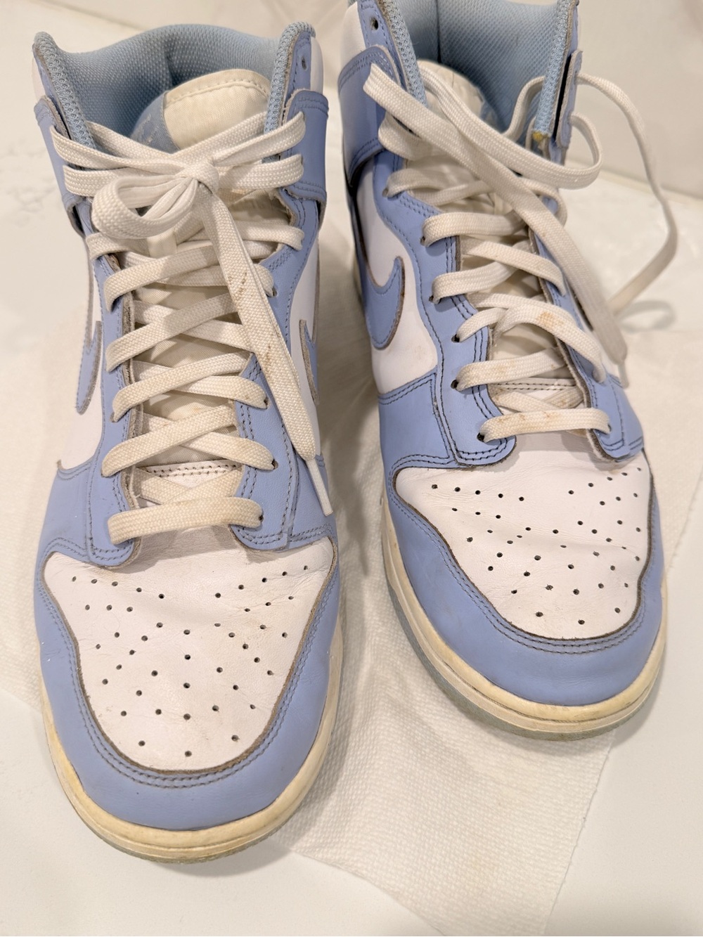 Nike Women's White and Light Blue High-Top Sneakers